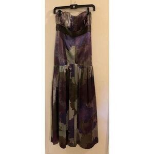 SAJ Womens Silk Tie Dye Print Sleeveless Strapless Dress Multi Colored Size 8